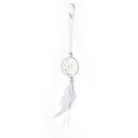 Feather Dream Catcher, with Cotton Thread & Velveteen & Crystal & Wood, white 