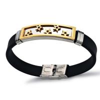 Titanium Steel Bracelet, with Silicone, Star, plated, Korean style & Unisex, 10mm Approx 8 Inch 