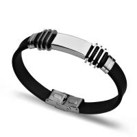 Titanstahl Armband, mit Silikon, Korrosionsbeständig & Koreanischen Stil & unisex & einstellbar & verschiedene Stile für Wahl, Länge:ca. 8 ZollInch, verkauft von Strang