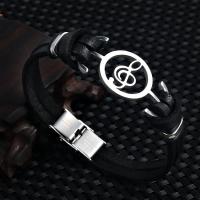 Titanstahl Armband, mit Leder, Musiknote, plattiert, Korrosionsbeständig & Koreanischen Stil & unisex, keine, Länge:ca. 8 ZollInch, verkauft von Strang
