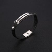 Titanium Steel Bracelet, with Rubber, Corrosion-Resistant & Korean style & Unisex & anti-fatigue & adjustable, 45mm Approx 8 Inch 