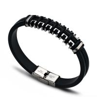 Titanium Steel Bracelet, with Silicone, Corrosion-Resistant & Korean style & Unisex & adjustable Approx 8 Inch 