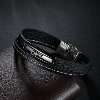 Titanium Steel Bracelet, with PU Leather, Scorpion, plated, Double Layer & Corrosion-Resistant & Unisex, 13mm Approx 8 Inch 