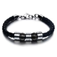 Titanium Steel Bracelet, with Leather, plated, Corrosion-Resistant & Unisex Approx 8.5 Inch 