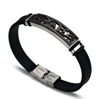 Titanium Steel Bracelet, with Silicone, plated, Corrosion-Resistant & Unisex & adjustable, 10mm Approx 8 Inch 