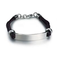 Titanium Steel Bracelet, with Leather, Corrosion-Resistant & Unisex Approx 8 Inch 