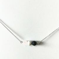 Zinc Alloy Necklace, with Howlite & Lava & Rose Quartz, with 3inch extender chain, silver color plated, round link chain & for woman Approx 16.5 Inch 