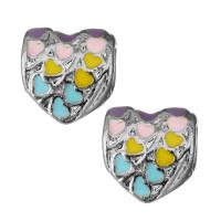 Enamel Zinc Alloy European Beads, silver color plated, without troll Approx 5mm 