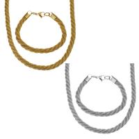 Parures de bijoux en acier inoxydable, Bracelet & collier, Placage, chaîne Français corde de Français & pour femme, plus de couleurs à choisir, 6.5mm, 6.5mm Environ 18 pouce, Environ 8.5 pouce, Vendu par fixé