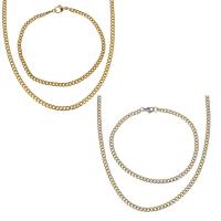 Fashion Stainless Steel Jewelry Sets, bracelet & necklace, plated, curb chain & for woman 3.5mm, 3.5mm Approx 22 Inch, Approx 9 Inch 