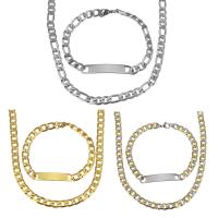 Parures de bijoux en acier inoxydable, collier de chaîne de chandail & Bracelet, Placage, chaîne de gourmette & pour femme, plus de couleurs à choisir, 7mm 7mm Environ 24 pouce, Environ 9.5 pouce, Vendu par fixé