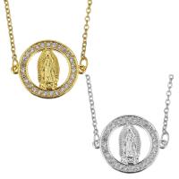 Stainless Steel Jewelry Necklace, with brass bail, with 2Inch extender chain, plated, oval chain & micro pave cubic zirconia & for woman 1.5mm Approx 17 Inch 
