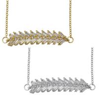Cubic Zirconia Stainless Steel Necklace, with brass bail, with 2Inch extender chain, Wheat, plated, oval chain & for woman & with cubic zirconia 1.5mm Approx 17 Inch 
