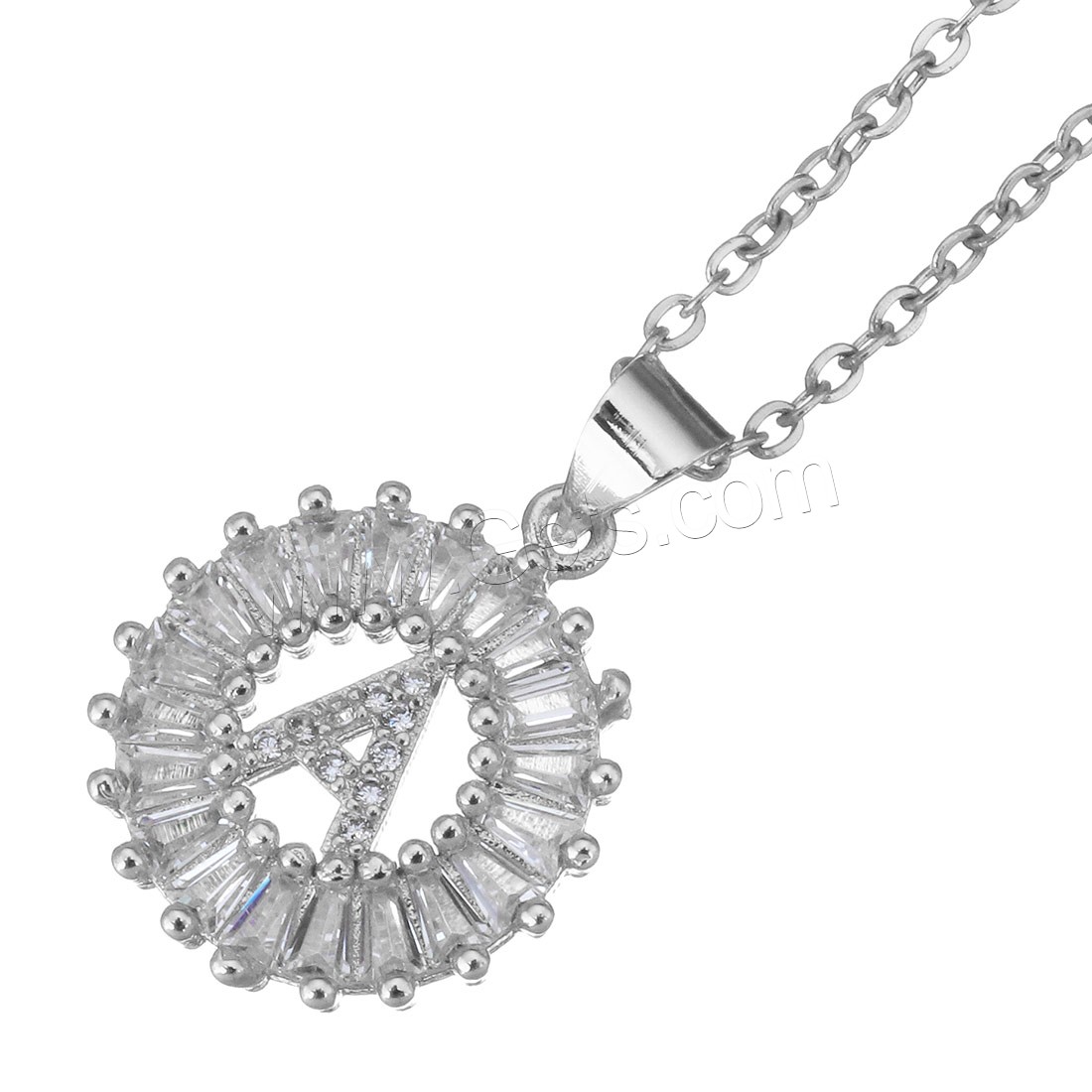 Cubic Zirconia Stainless Steel Necklace, with brass bail, with 2Inch extender chain, Flower, plated, oval chain & different styles for choice & for woman & with cubic zirconia, more colors for choice, 15x18mm, 1.5mm, Length:Approx 17 Inch, Sold By Strand