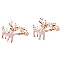 Brass Cufflinks, Antlers, real rose gold plated, Unisex & Christmas jewelry 