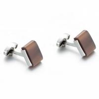 Brass Cufflinks, with Cats Eye, platinum plated, for man 