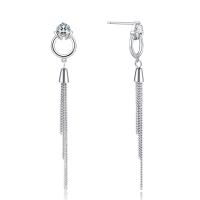925 Sterling Silver Tassel Earring, for woman & with cubic zirconia 