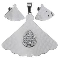 Stainless Steel Jewelry Set, pendant & earring, with Rhinestone Clay Pave, for woman, original color  Approx 