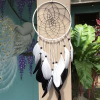 Fashion Dream Catcher, Feather, with Cotton Thread & Plastic Pearl & Iron 