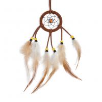 Fashion Dream Catcher, Feather, with Velveteen & Wood & Plastic, brown 
