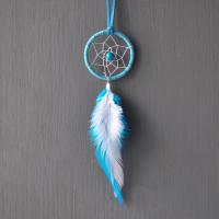 Fashion Dream Catcher, Feather, with Velveteen & Wood & Iron, blue 