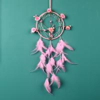 Fashion Dream Catcher, Feather, with Velveteen & Cloth & Plastic & Iron, pink 