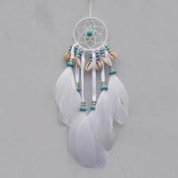 Fashion Dream Catcher, Feather, with Cotton Thread & Velveteen & Synthetic Turquoise & Iron 