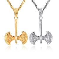 Titanium Steel Necklace, Axe, plated, punk style & box chain & for man 45mm Approx 21.5 Inch 
