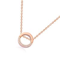 Titanium Steel Jewelry Necklace, with 2inch extender chain, Round, rose gold color plated, adjustable & oval chain & with rhinestone, 5mm Approx 16 Inch 