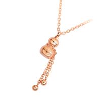 Titanium Steel Jewelry Necklace, with 2inch extender chain, Calabash, rose gold color plated, adjustable & oval chain, 15mm Approx 15 Inch 
