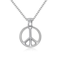 Titanium Steel Necklace, with 2inch extender chain, Peace Logo, plated, punk style & twist oval chain & for man 33.6mm Approx 22 Inch 