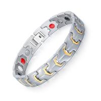 Titanium Steel Bracelet, plated, with Magnetite & for man, 12mm Approx 8.5 Inch 