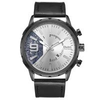 Men Wrist Watch, Glass, with Leather & Zinc Alloy, Japanese movement, Flat Round, plated, for man Approx 9.8 Inch 