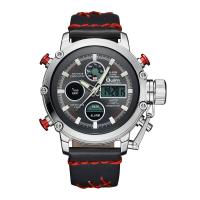 Bracelets de montre pour hommes, verre, avec Cuir & alliage de zinc, mouvement japonais, Plat rond, Placage, plus de couleurs à choisir Environ 9.6 pouce, Vendu par PC