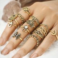 Zinc Alloy Ring Set, plated, for woman & with rhinestone US Ring .5-6.5 
