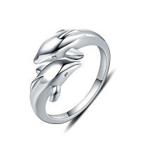 Sterling Silver Finger Ring, 925 Sterling Silver, Dolphin, open & adjustable, 5mm, US Ring 