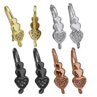 Brass Earring Hook, plated, with loop & micro pave cubic zirconia 1mm Approx 1.5mm 