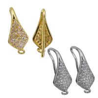 Brass Earring Hook, Rhombus, plated, with loop & micro pave cubic zirconia 1.1mm Approx 1.5mm 