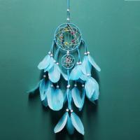 Fashion Dream Catcher, Iron, with Cotton Thread & Velveteen & Synthetic Turquoise & Plastic 