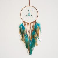 Fashion Dream Catcher, Feather, with Cotton Thread & Velveteen & Synthetic Turquoise & Iron 