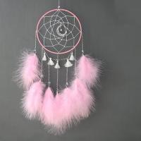 Fashion Dream Catcher, Feather, with Cotton Thread & Velveteen & Glass Stone & Iron, with LED light 