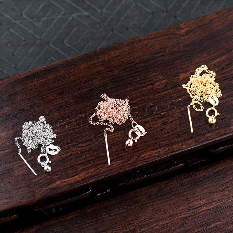 Серебряное ожерелье цепи, Серебро 925 пробы, Другое покрытие, различной длины для выбора & Овальный цепь, Много цветов для выбора, 0.6mm, продается Strand