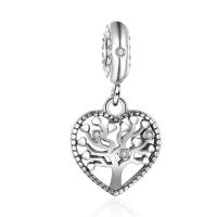 Thailand Sterling Silver European Pendant, Heart, micro pave cubic zirconia & without troll Approx 4.5mm 