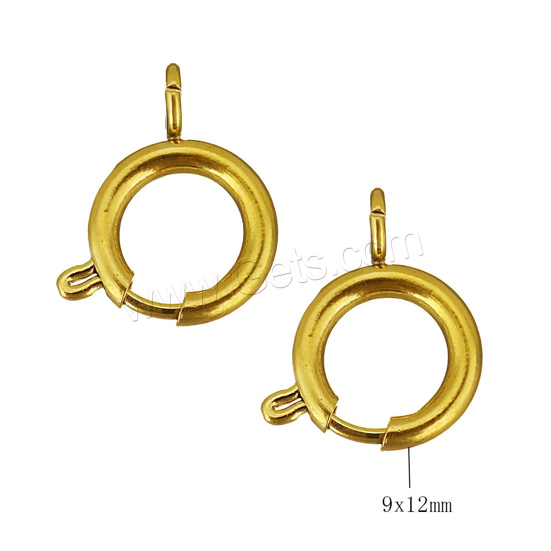 Fermoir anneau en acier inoxydable, Placage de couleur d'or, normes différentes pour le choix, Vendu par PC