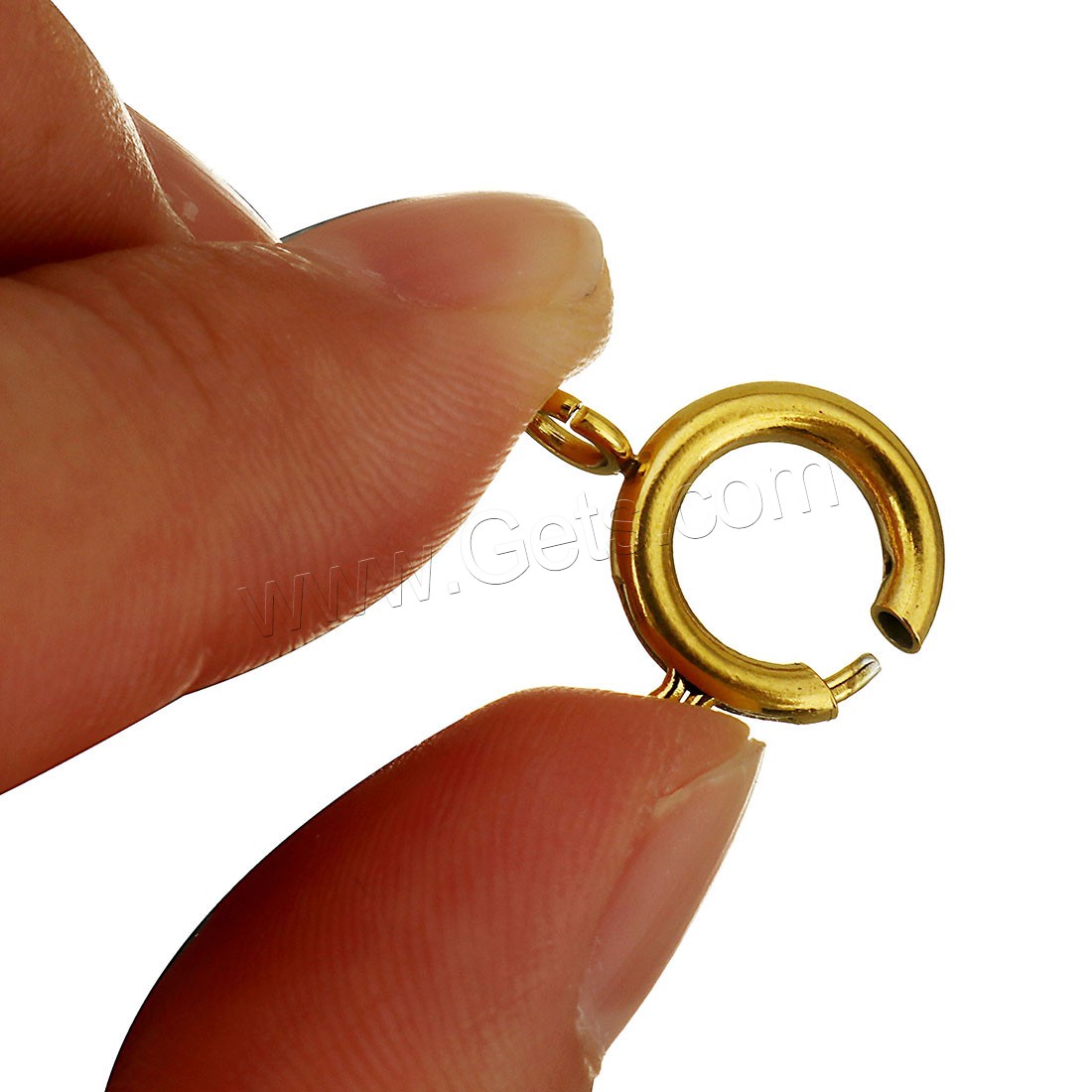 Edelstahl-Frühlings-Ring-Verschluss, Edelstahl, goldfarben plattiert, verschiedene Größen vorhanden, verkauft von PC