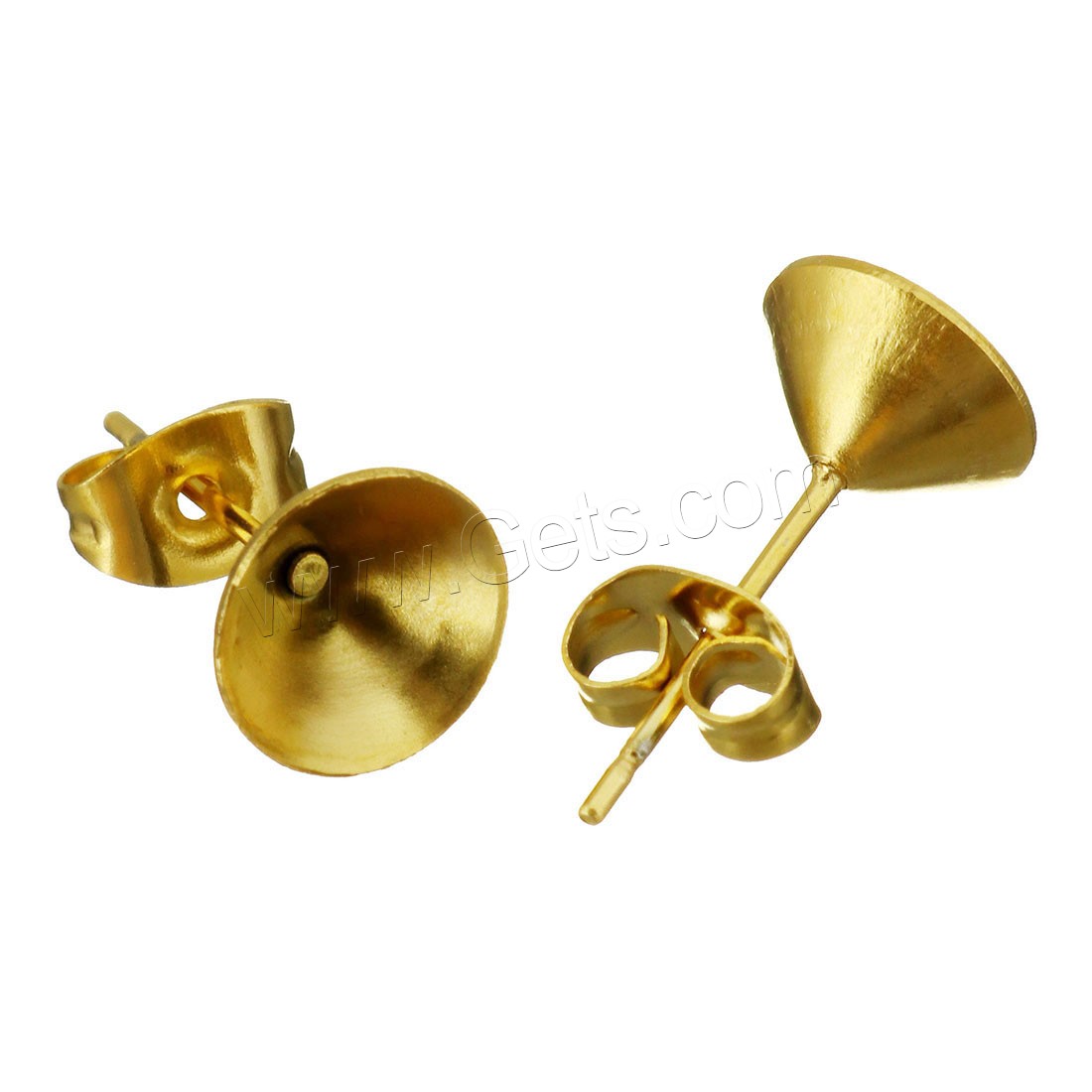 Stainless Steel Earring Stud Component, gold color plated, different size for choice, Sold By PC