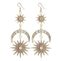 Zinc Alloy Rhinestone Drop Earring, iron earring hook, gold color plated, for woman & with rhinestone, lead & cadmium free 