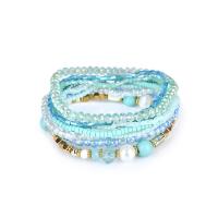 ABS Plastic Pearl Bracelet Set, with Crystal & Glass Seed Beads, iron earring hook, plated, for woman Inner Approx 60mm 
