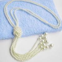 perle de plastique collier de chandail, Double couche & pour femme Environ 43.3 pouce, Vendu par brin
