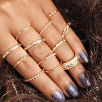 Zinc Alloy Ring Set, gold color plated, for woman & with rhinestone, US Ring .5-6 